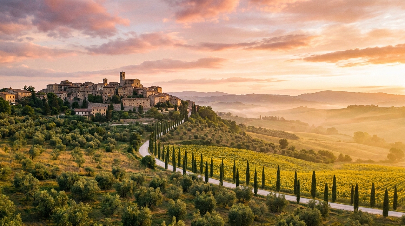 Le colline umbre al tramonto